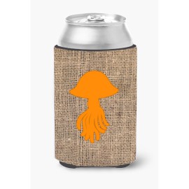 Jellyfish Burlap And Orange Can Or Bottle Beverage Insulator Hugger