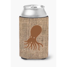 Octopus Burlap And Brown Can Or Bottle Beverage Insulator Hugger