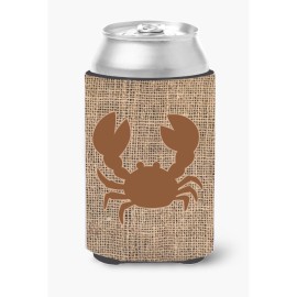 Crab Burlap And Brown Can Or Bottle Beverage Insulator Hugger