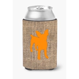 Chihuahua Burlap And Orange Can Or Bottle Beverage Insulator Hugger Bb1108