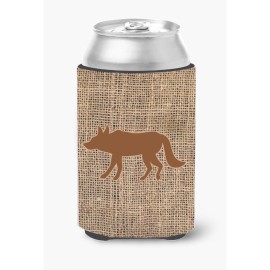 Wolf Burlap And Brown Can Or Bottle Beverage Insulator Hugger