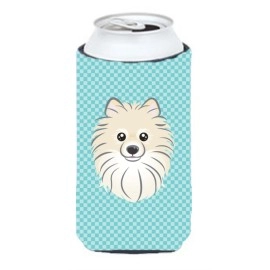 Checkerboard Blue Pomeranian Tall Boy Beverage Insulator Hugger Bb1145Tbc