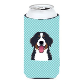 Checkerboard Blue Bernese Mountain Dog Tall Boy Beverage Insulator Hugger Bb1175Tbc