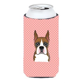 Checkerboard Pink Boxer Tall Boy Beverage Insulator Hugger Bb1223Tbc