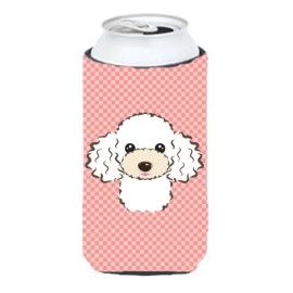 Checkerboard Pink White Poodle Tall Boy Beverage Insulator Hugger Bb1257Tbc