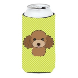 Checkerboard Lime Green Chocolate Brown Poodle Tall Boy Beverage Insulator Hugger Bb1318Tbc