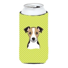 Checkerboard Lime Green Jack Russell Terrier Tall Boy Beverage Insulator Hugger Bb1323Tbc