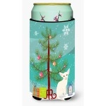 Caroline'S Treasures Foreign White Cat Merry Christmas Tree Tall Boy Beverage Insulator Hugger, Multicolor