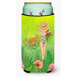 Caroline'S Treasures Bb7455Tbc Summer Time Lady In Swimsuit Tall Boy Hugger Cold-Beverage-Koozies, Multicolor