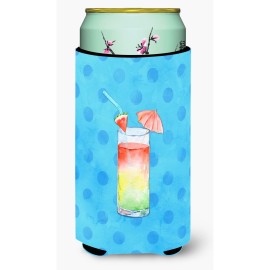 Caroline'S Treasures Umberella Cocktail Blue Polkadot Beverage Insulator Hugger, Tall, Multicolor