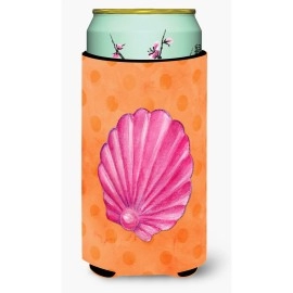 Caroline'S Treasures Pink Sea Shell Orange Polkadot Beverage Insulator Hugger, Tall, Multicolor