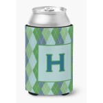 Letter H Initial Monogram - Blue Argoyle Can Or Bottle Beverage Insulator Hugger