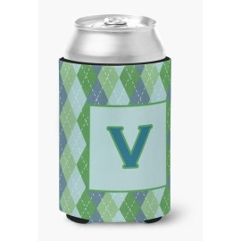 Letter V Initial Monogram - Blue Argoyle Can Or Bottle Beverage Insulator Hugger