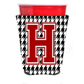 Monogram - Houndstooth Initial H Red Solo Cup Beverage Insulator Hugger Cj1021H-Rsc