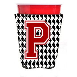 Monogram - Houndstooth Initial P Red Solo Cup Beverage Insulator Hugger Cj1021P-Rsc