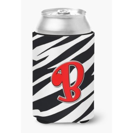 Letter B Initial Monogram - Zebra Red Can Or Bottle Beverage Insulator Hugger