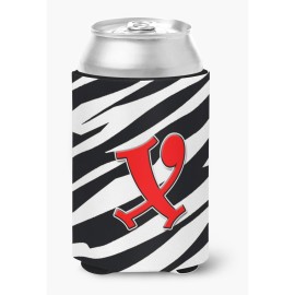 Letter X Initial Monogram - Zebra Red Can Or Bottle Beverage Insulator Hugger