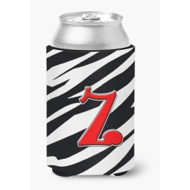 Letter Z Initial Monogram - Zebra Red Can Or Bottle Beverage Insulator Hugger