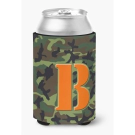 Letter B Initial Monogram - Camo Green Can Or Bottle Beverage Insulator Hugger