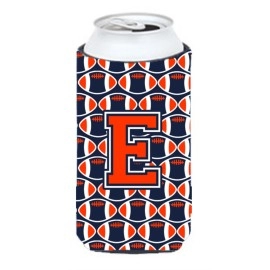 Letter E Football Orange, Blue And White Tall Boy Beverage Insulator Hugger Cj1066-Etbc