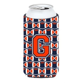 Letter G Football Orange, Blue And White Tall Boy Beverage Insulator Hugger Cj1066-Gtbc