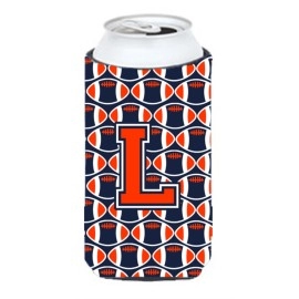 Letter L Football Orange, Blue And White Tall Boy Beverage Insulator Hugger Cj1066-Ltbc