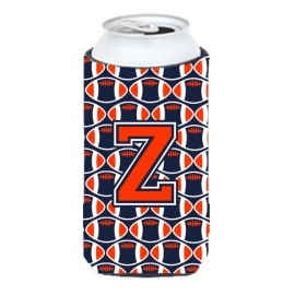Letter Z Football Orange, Blue And White Tall Boy Beverage Insulator Hugger Cj1066-Ztbc
