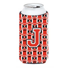 Letter J Football Scarlet And Grey Tall Boy Beverage Insulator Hugger Cj1067-Jtbc