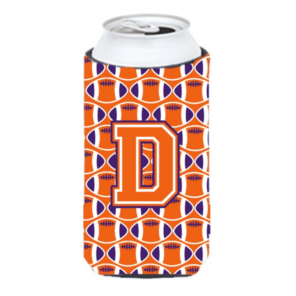 Letter D Football Orange, White And Regalia Tall Boy Beverage Insulator Hugger Cj1072-Dtbc