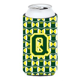 Letter Q Football Green And Yellow Tall Boy Beverage Insulator Hugger Cj1075-Qtbc