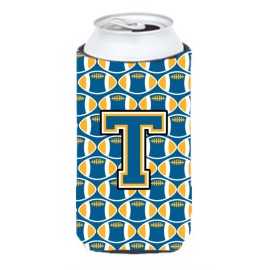 Letter T Football Blue And Gold Tall Boy Beverage Insulator Hugger Cj1077-Ttbc