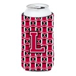 Letter L Football Crimson And White Tall Boy Beverage Insulator Hugger Cj1079-Ltbc