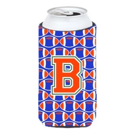 Letter B Football Green, Blue And Orange Tall Boy Beverage Insulator Hugger Cj1083-Btbc
