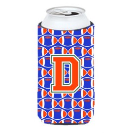 Letter D Football Green, Blue And Orange Tall Boy Beverage Insulator Hugger Cj1083-Dtbc