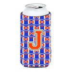 Letter J Football Green, Blue And Orange Tall Boy Beverage Insulator Hugger Cj1083-Jtbc