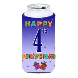 Happy 4Th Birthday Tall Boy Beverage Insulator Hugger Cj1095Tbc