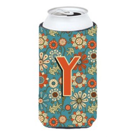 Letter Y Flowers Retro Blue Tall Boy Beverage Insulator Hugger Cj2012-Ytbc