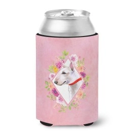 Caroline'S Treasures Ck4124Cc Bull Terrier Pink Flowers Can Or Bottle Hugger Cold-Beverage-Koozies, 12 Oz, Multicolor