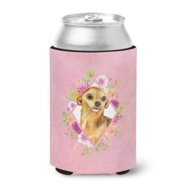 Caroline'S Treasures Ck4128Cc Chihuahua #1 Pink Flowers Can Or Bottle Hugger Cold-Beverage-Koozies, 12 Oz, Multicolor