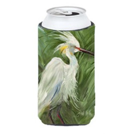 White Egret In Green Grasses Tall Boy Beverage Insulator Hugger Jmk1141Tbc