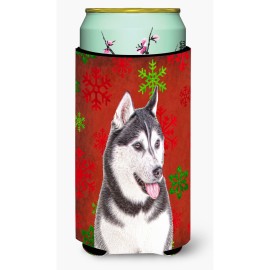 Red Snowflakes Holiday Christmas Alaskan Malamute Tall Boy Beverage Insulator Hugger Kj1182Tbc