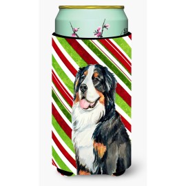 Bernese Mountain Dog Candy Cane Holiday Christmas Tall Boy Beverage Insulator Beverage Insulator Hugger