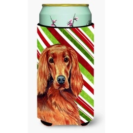 Irish Setter Candy Cane Holiday Christmas Tall Boy Beverage Insulator Beverage Insulator Hugger