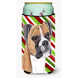 Boxer Candy Cane Holiday Christmas Tall Boy Beverage Insulator Beverage Insulator Hugger