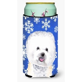 Bichon Frise Winter Snowflakes Holiday Tall Boy Beverage Insulator Beverage Insulator Hugger