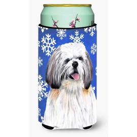 Shih Tzu Winter Snowflakes Holiday Tall Boy Beverage Insulator Beverage Insulator Hugger
