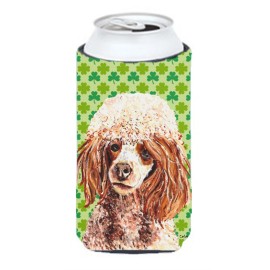 Red Miniature Poodle Lucky Shamrock St. Patrick'S Day Tall Boy Beverage Insulator Hugger Sc9723Tbc