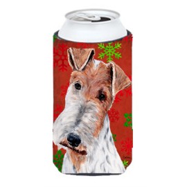 Wire Fox Terrier Red Snowflakes Holiday Tall Boy Beverage Insulator Hugger Sc9748Tbc