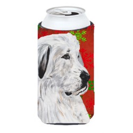 Great Pyrenees Red Snowflakes Holiday Tall Boy Beverage Insulator Hugger Sc9762Tbc