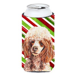 Red Miniature Poodle Candy Cane Christmas Tall Boy Beverage Insulator Hugger Sc9795Tbc